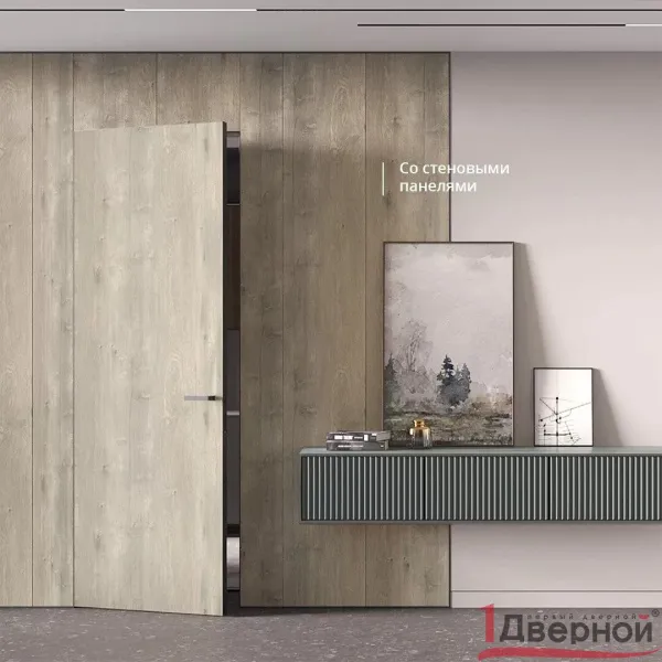 Скрытая дверь Invisible реверс (кромка с 4х сторон анод серебро)
