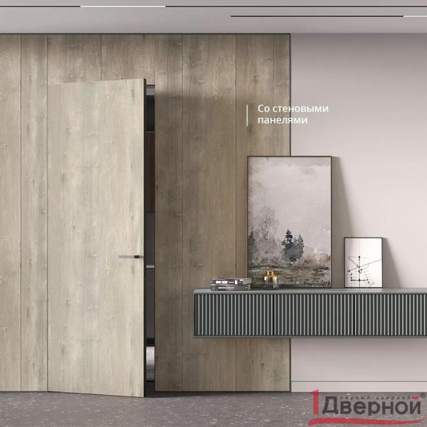Скрытая дверь Invisible реверс (кромка с 4х сторон анод черный)
